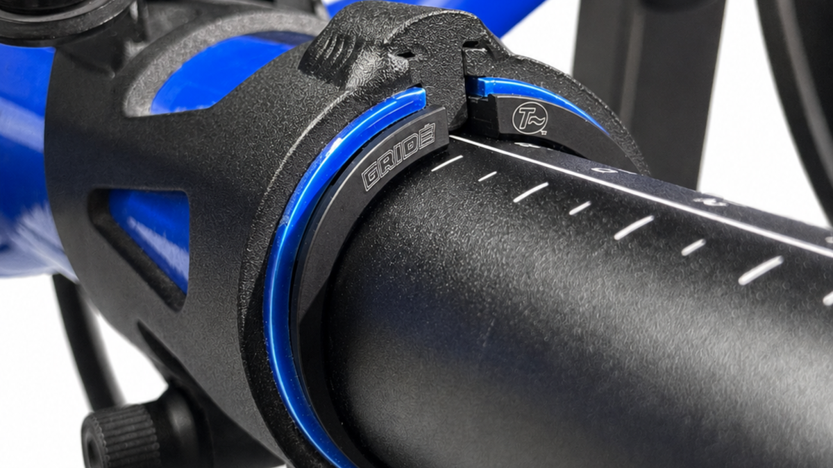 Close-up of Gride adjustable boom fitment hardware